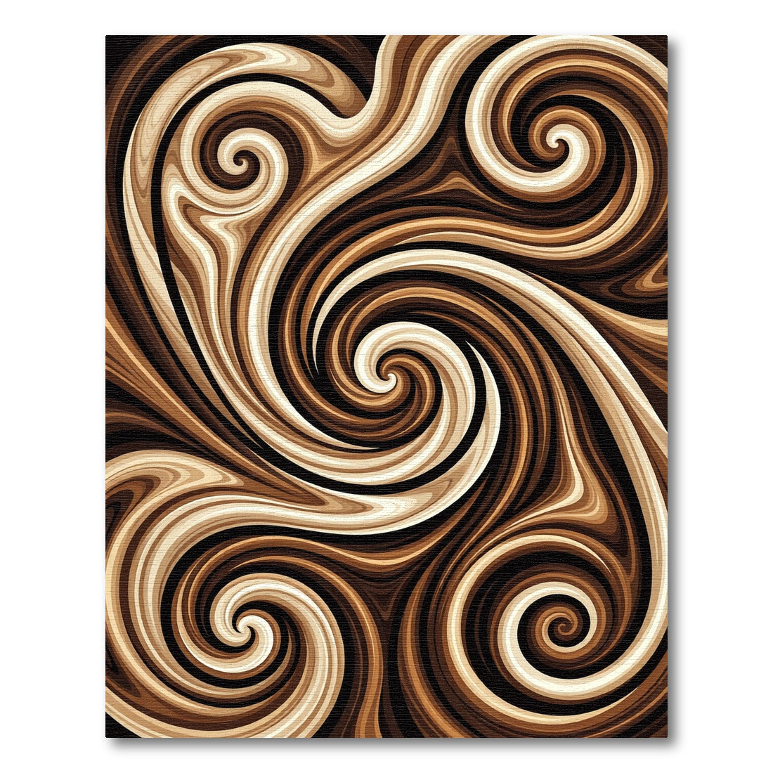 Brown Cream Swirl Abstract Rug