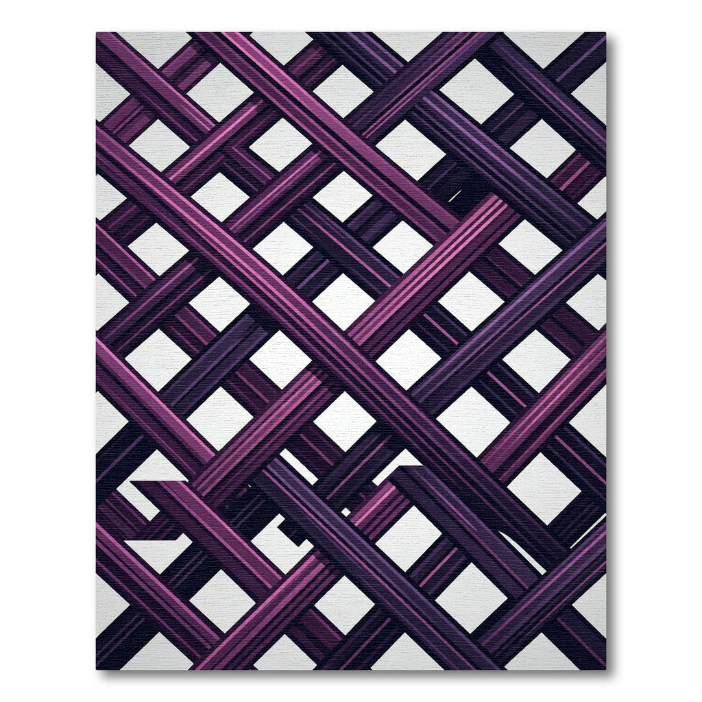 Modern Magenta Intersecting Lattice Grid Rug