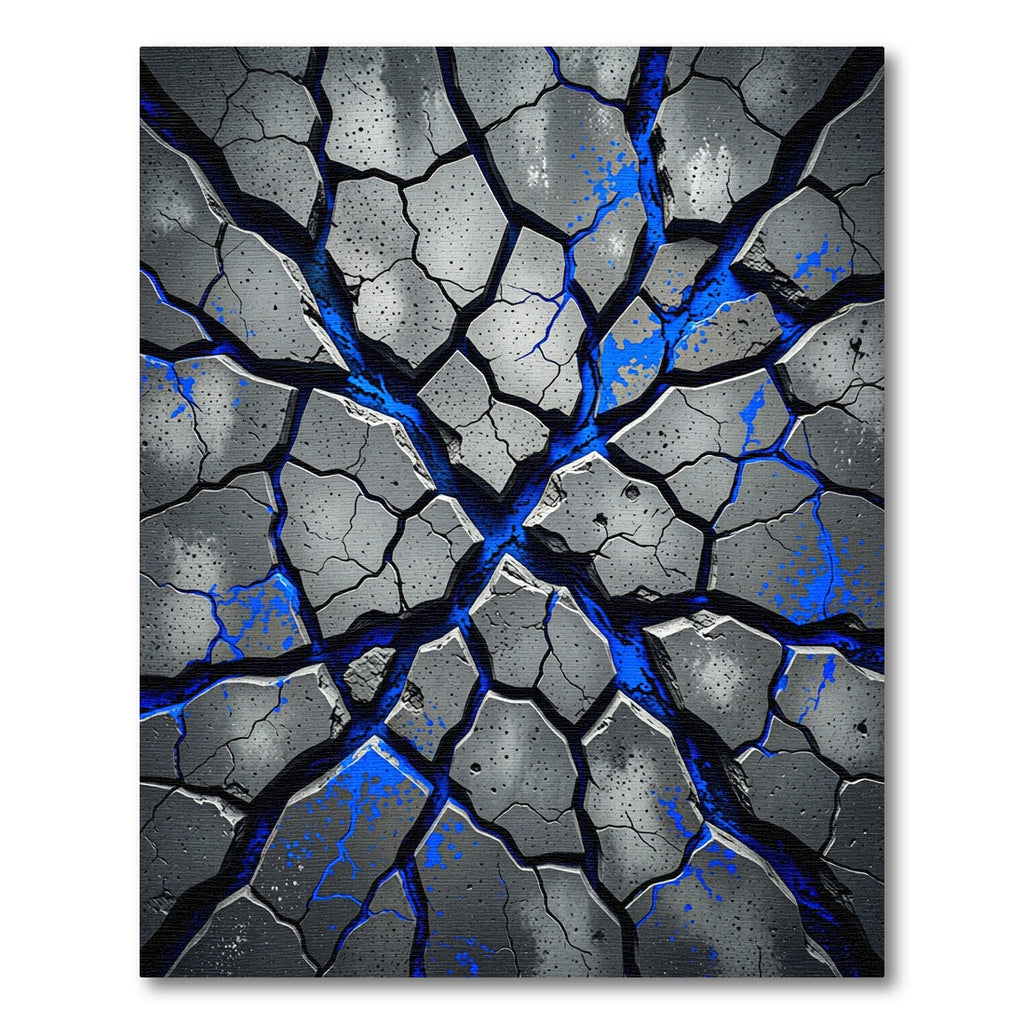 Cracked Gray Blue Lava Flow Rug