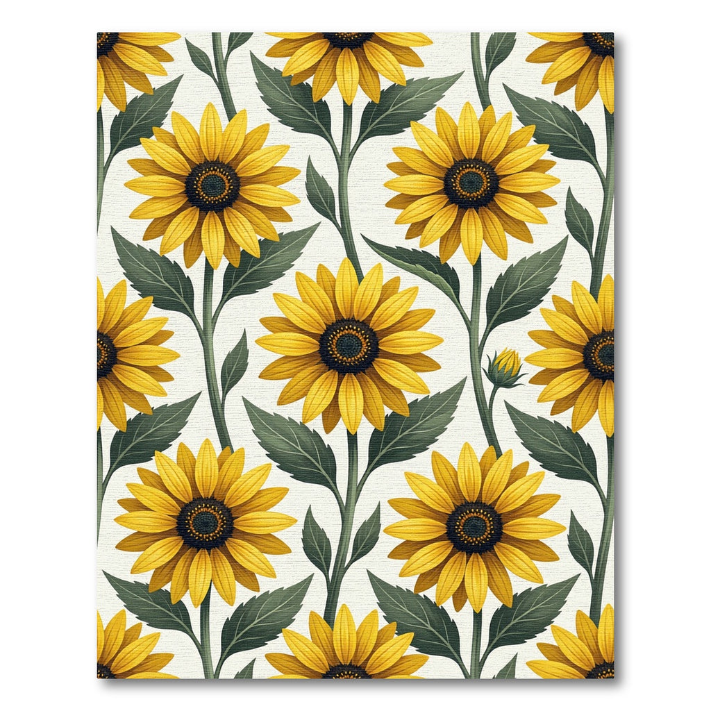 Yellow Sunflower Botanical Floral Arrangement Rug