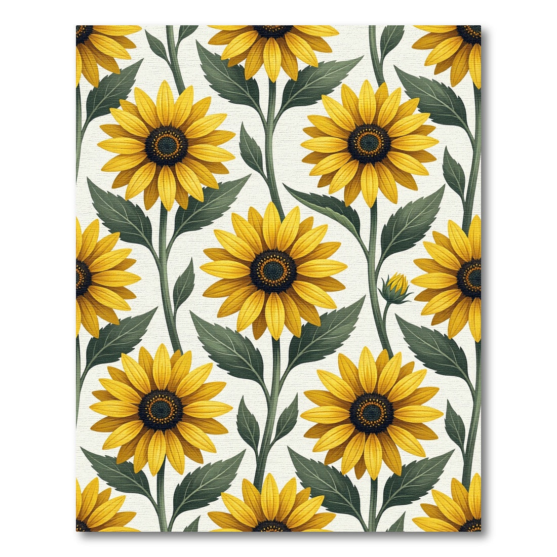 Yellow Sunflower Botanical Floral Arrangement Rug
