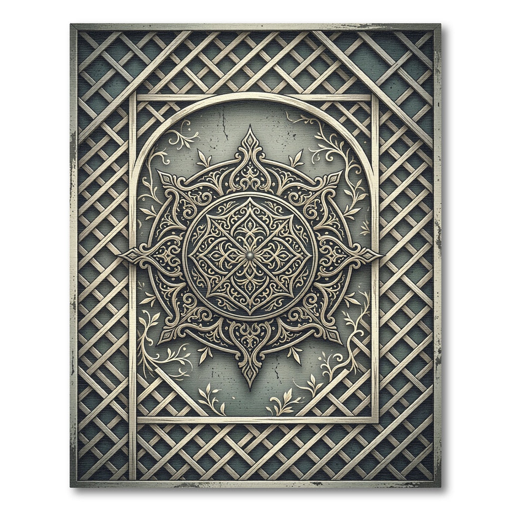 Ornate Gold Mandara Lattice Rug