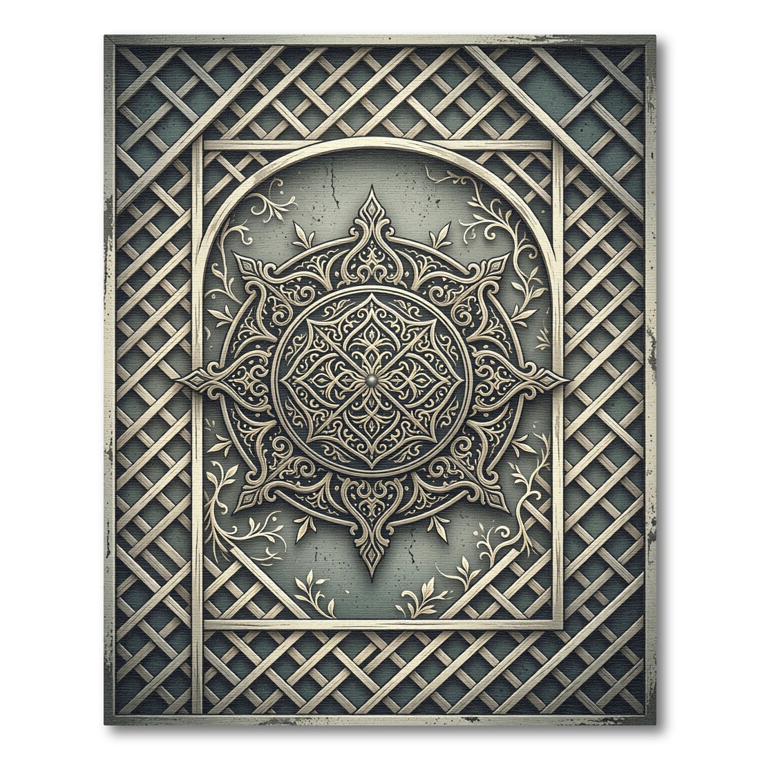 Ornate Gold Mandara Lattice Rug