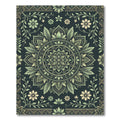 Sage Green Floral Art Deco Mandala Rug