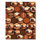Earthy Southwestern Sunset Hexagon Mosaic Rug