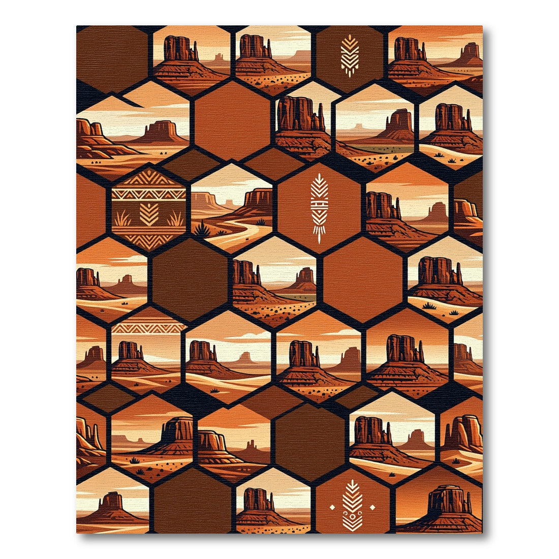 Earthy Southwestern Sunset Hexagon Mosaic Rug