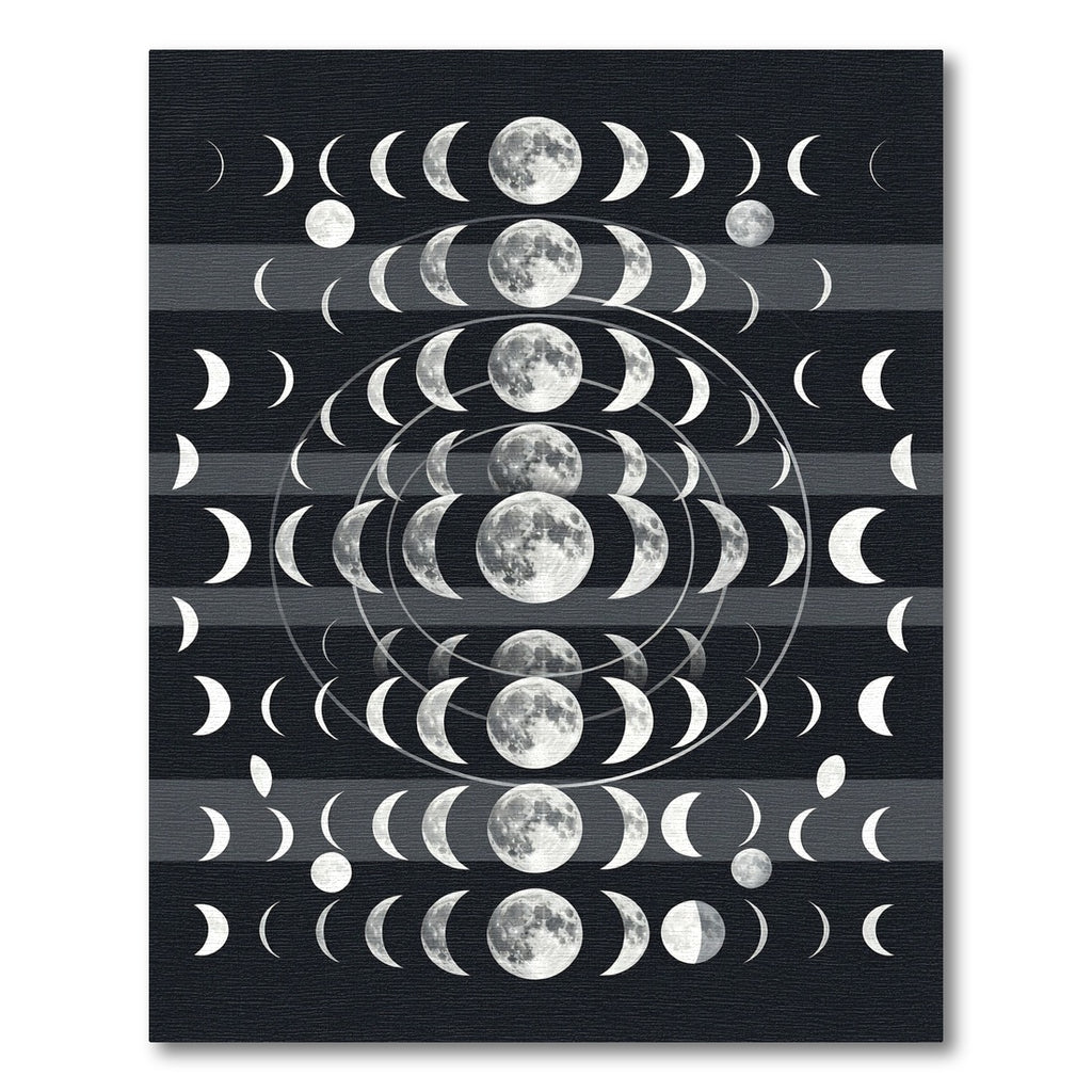 Celestial Lunar Phase Monochrome Art Rug