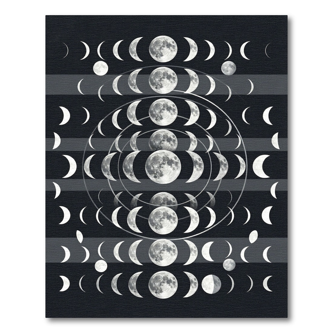 Celestial Lunar Phase Monochrome Art Rug