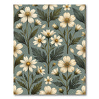 Sage Green Floral Botanical Meadow Rug