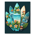 Tropical Surfboard Floral Beach Artwork Rug