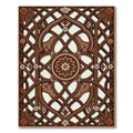 Ornate Walnut Lattice with Floral Medallion Rug