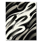 Modern Monochrome Abstract Ink Swirl Rug