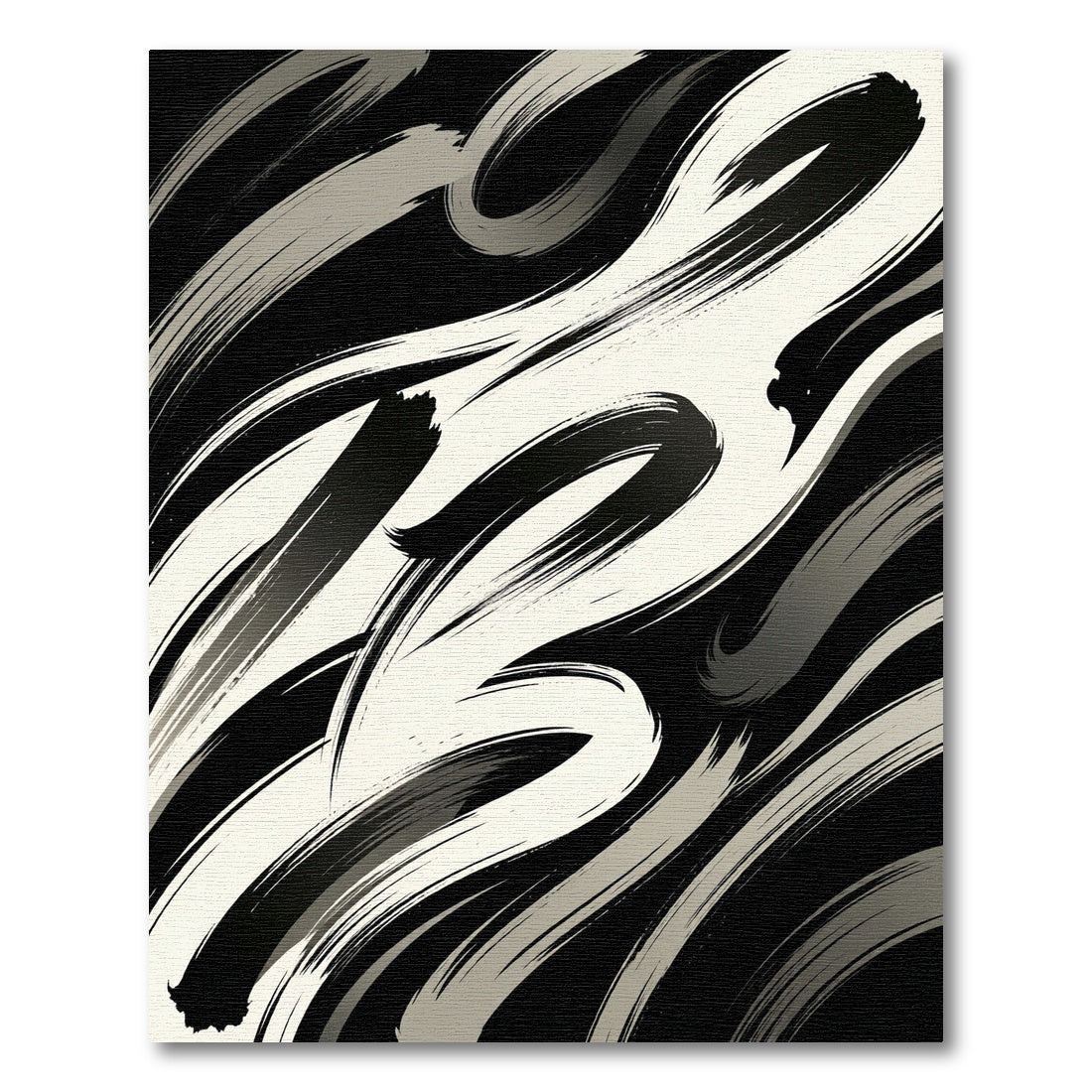 Modern Monochrome Abstract Ink Swirl Rug