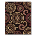 Elegant Gold Maroon Medallion Swirl Rug