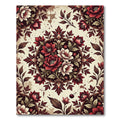 Vibrant Red Floral Medallion Arrangement Rug
