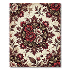Vibrant Red Floral Medallion Arrangement Rug