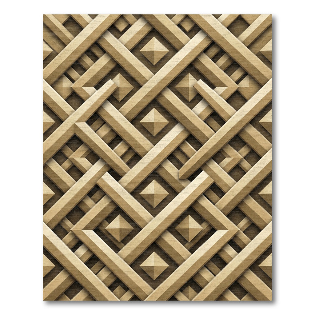 Sophisticated Golden Geometric Interlocking Lattice Rug