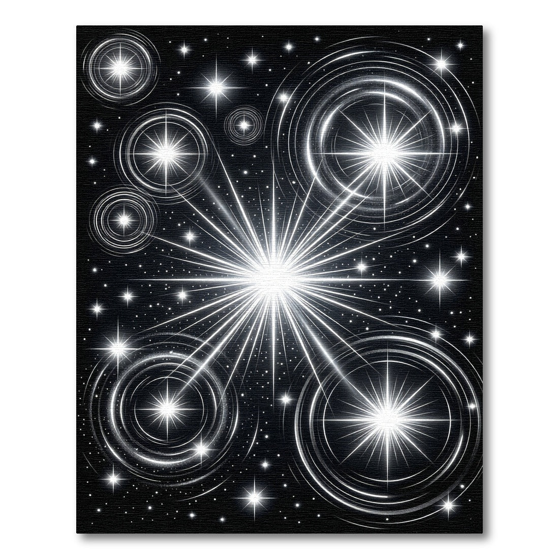 Radiant Black Cosmic Starburst Rug