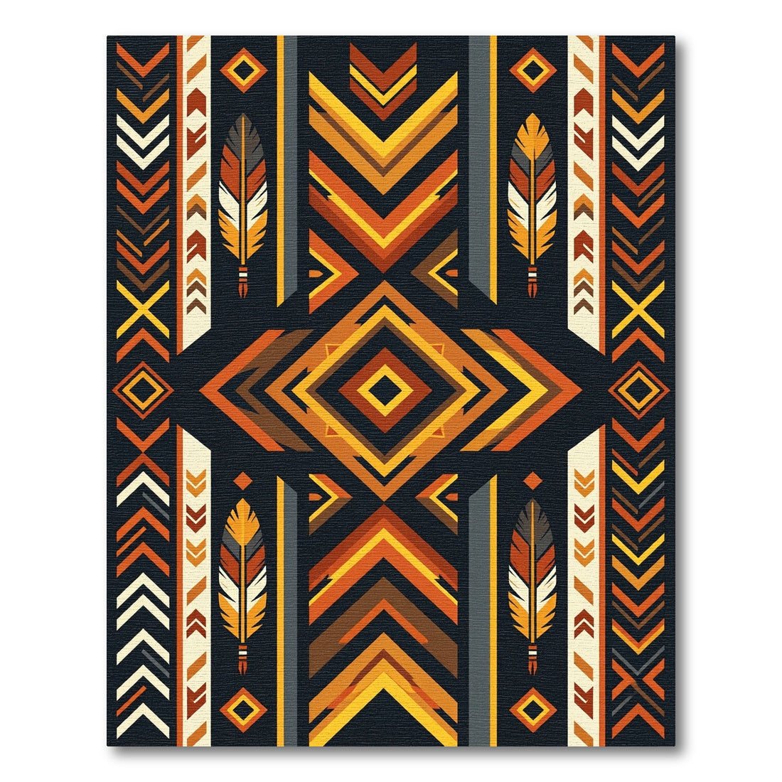 Geometric Sunset Feather Southwestern Area Rug