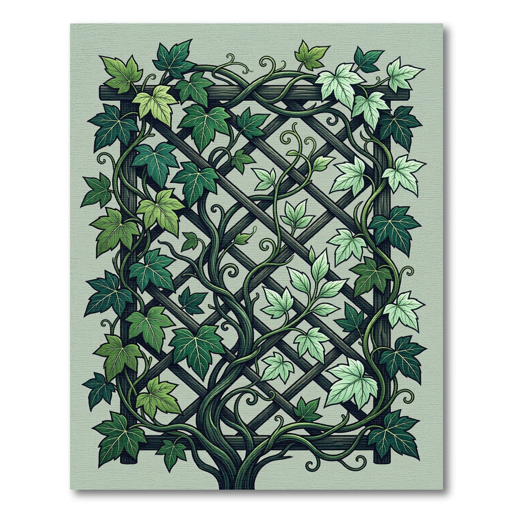 Green Vine Trellis Lattice Rug