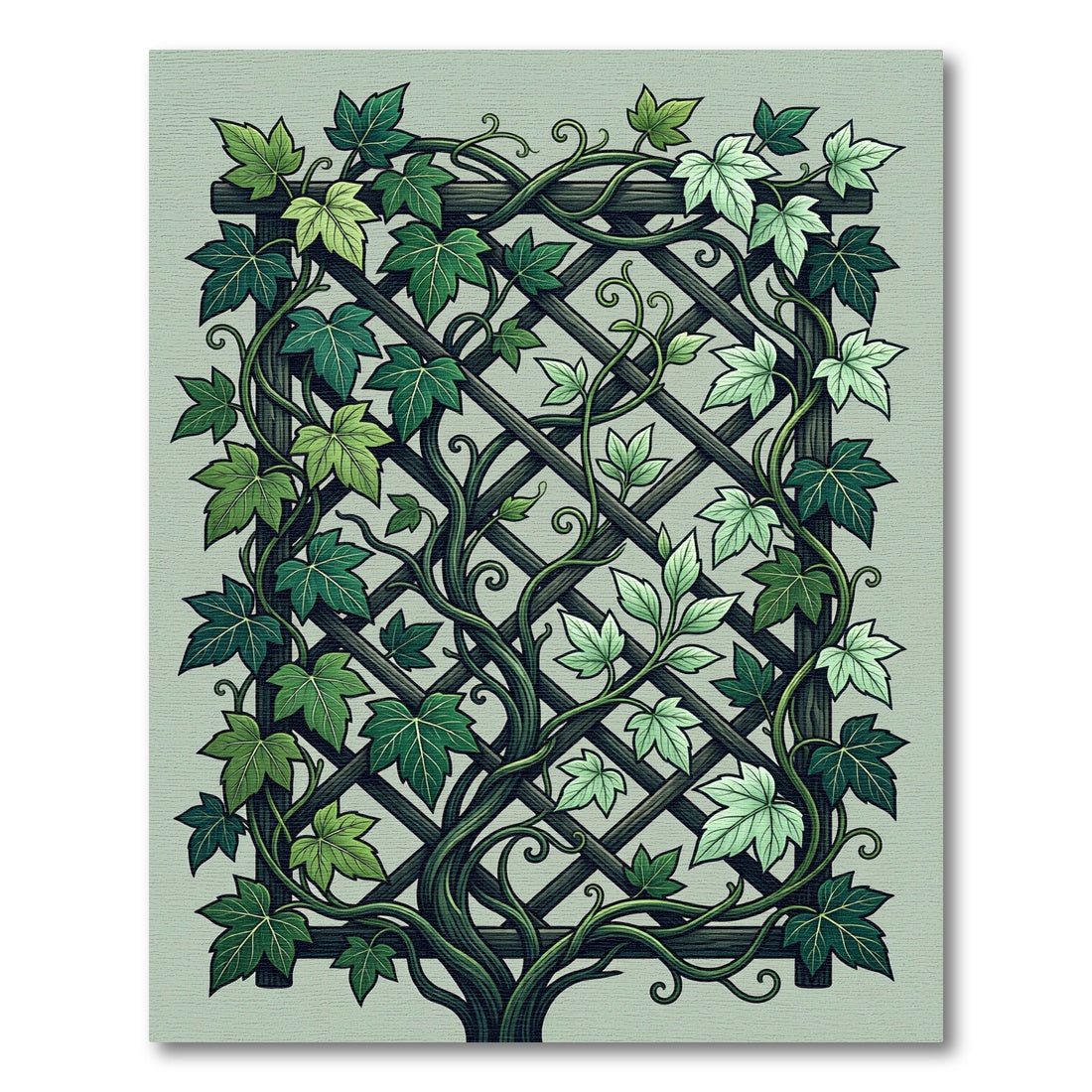 Green Vine Trellis Lattice Rug