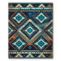 Deep Blue Orange Diamond Tribal Rug