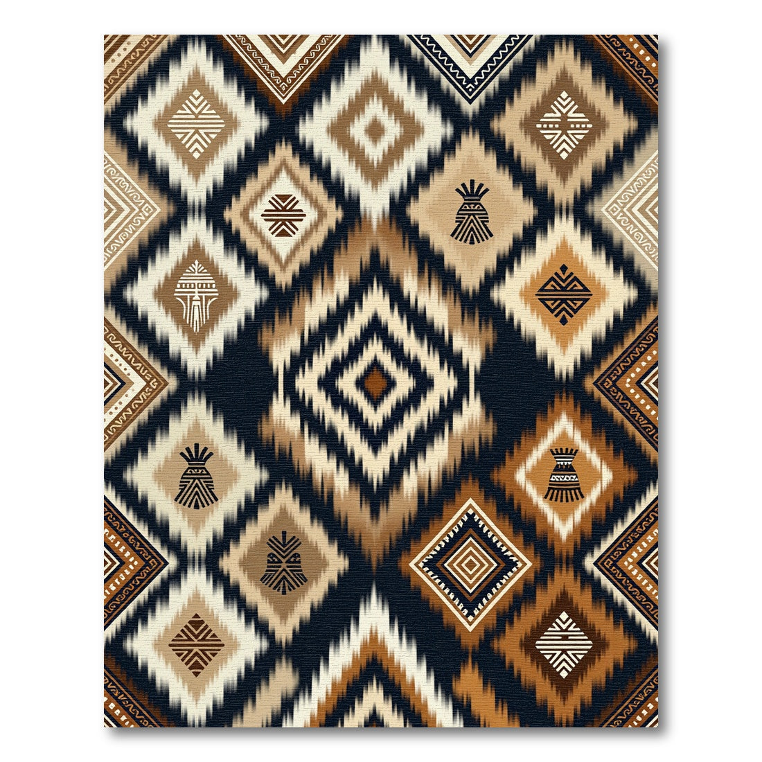 Earthy Diamond Tribal Ikat Rug