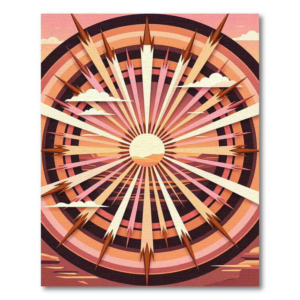 Sunset Rays Radial Abstract Rug