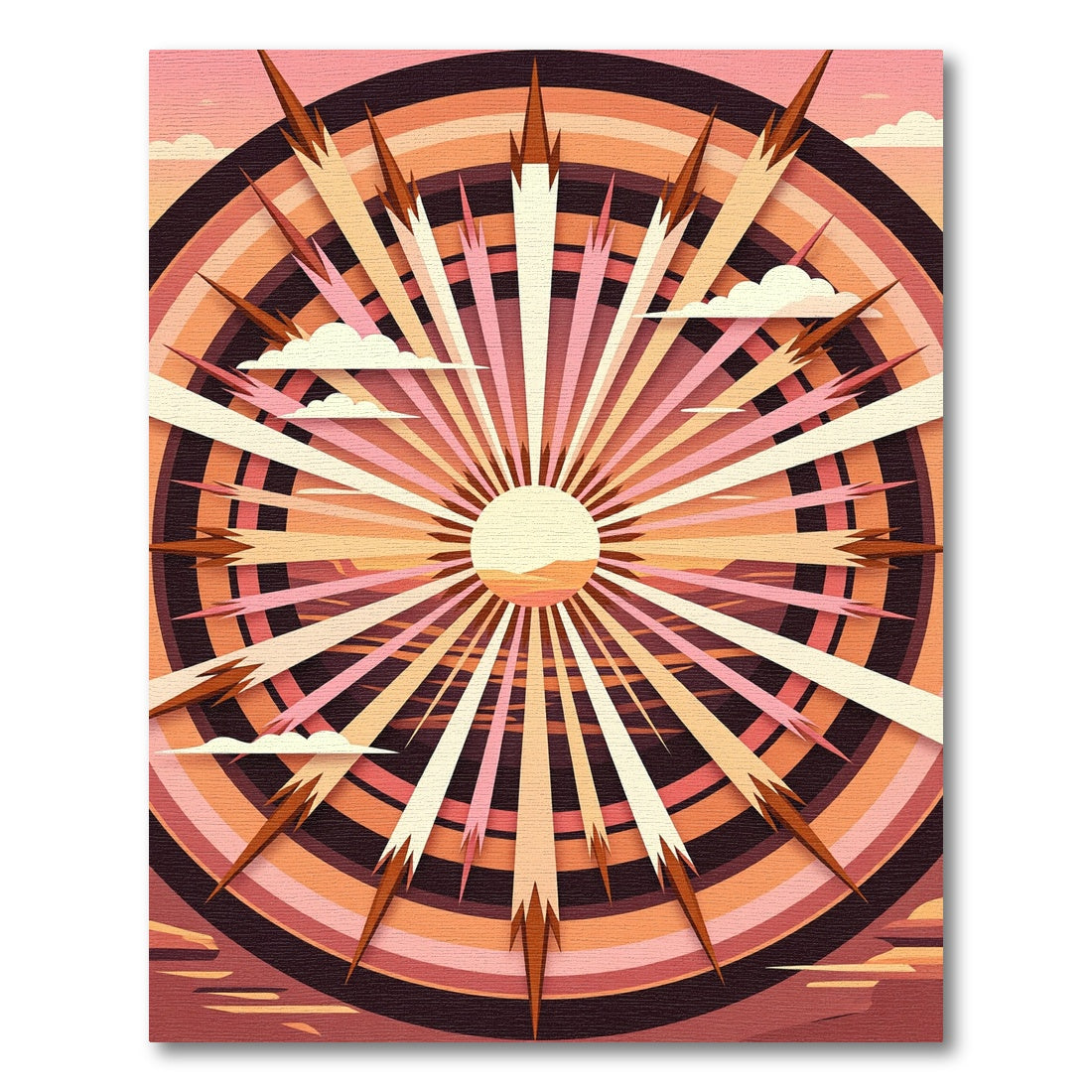Sunset Rays Radial Abstract Rug