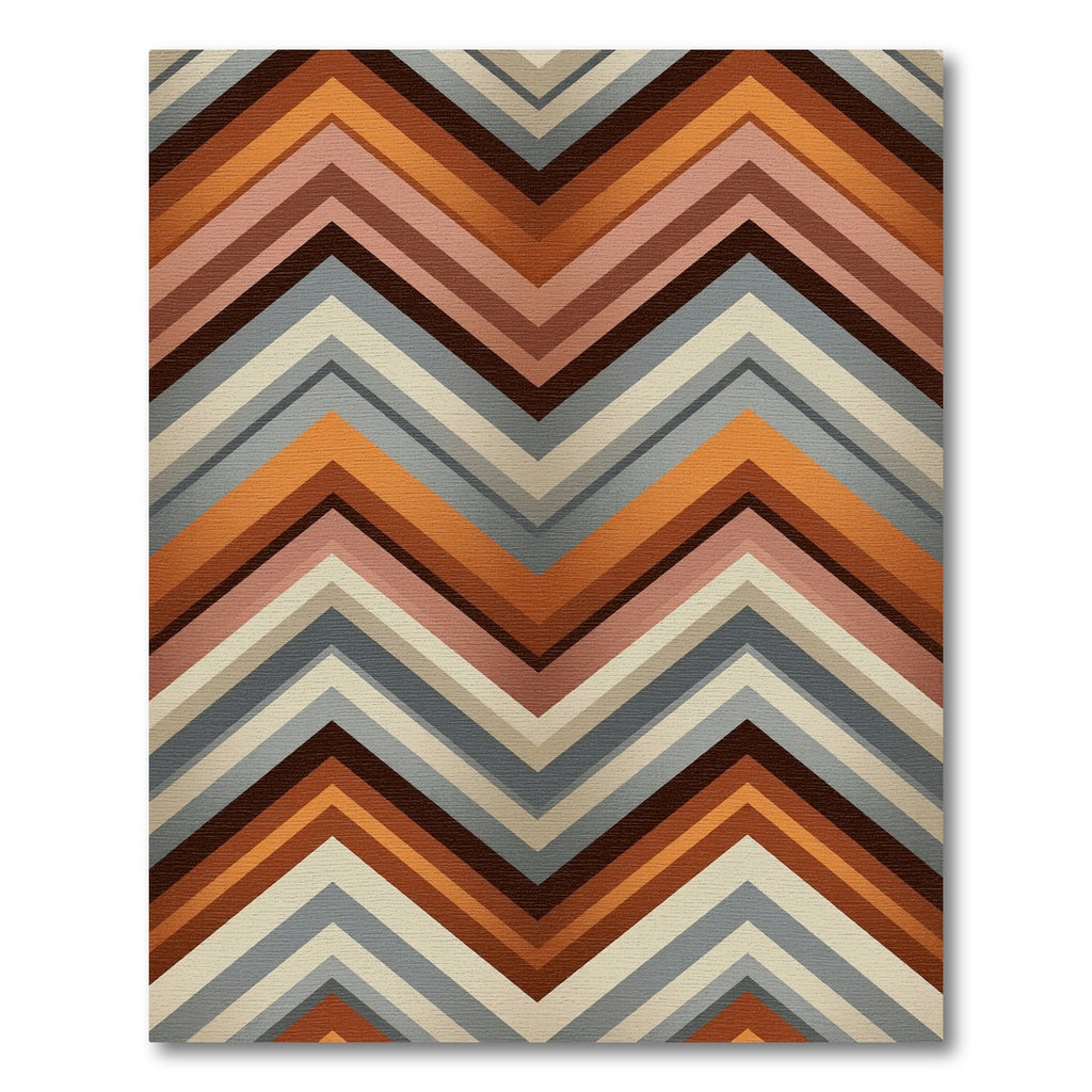 Rustic Orange Gray Chevron Stripes Rug