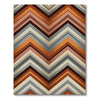 Rustic Orange Gray Chevron Stripes Rug