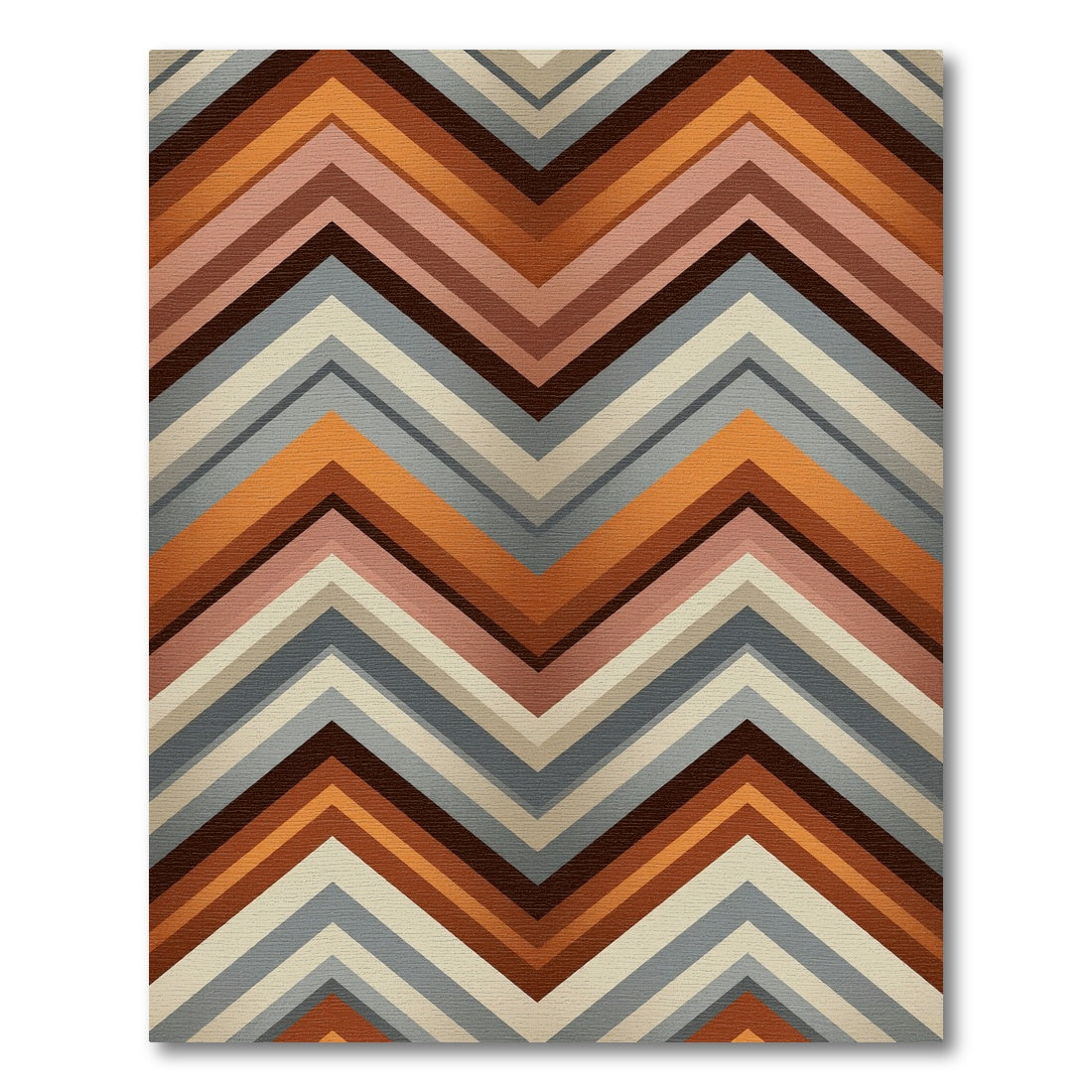 Rustic Orange Gray Chevron Stripes Rug