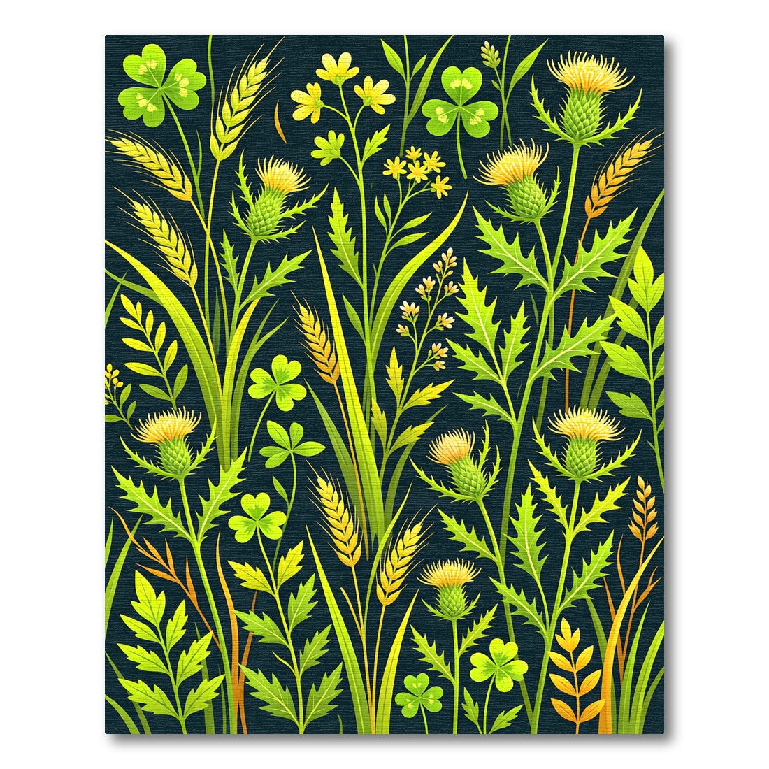 Botanical Clover and Thistle Meadow Rug