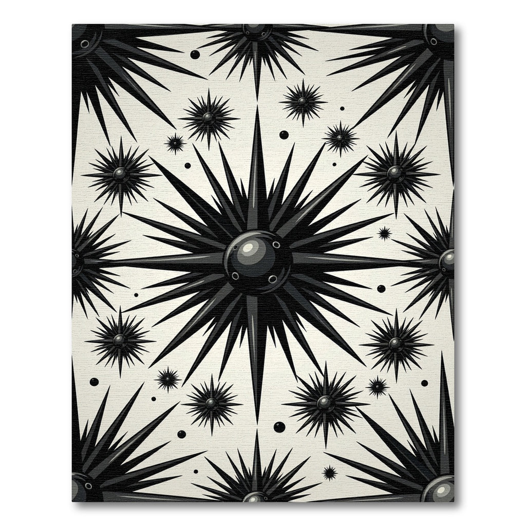 Black Starburst Geometric Medallion Rug