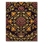 Regal Red Rose Golden Crown Ornament Rug