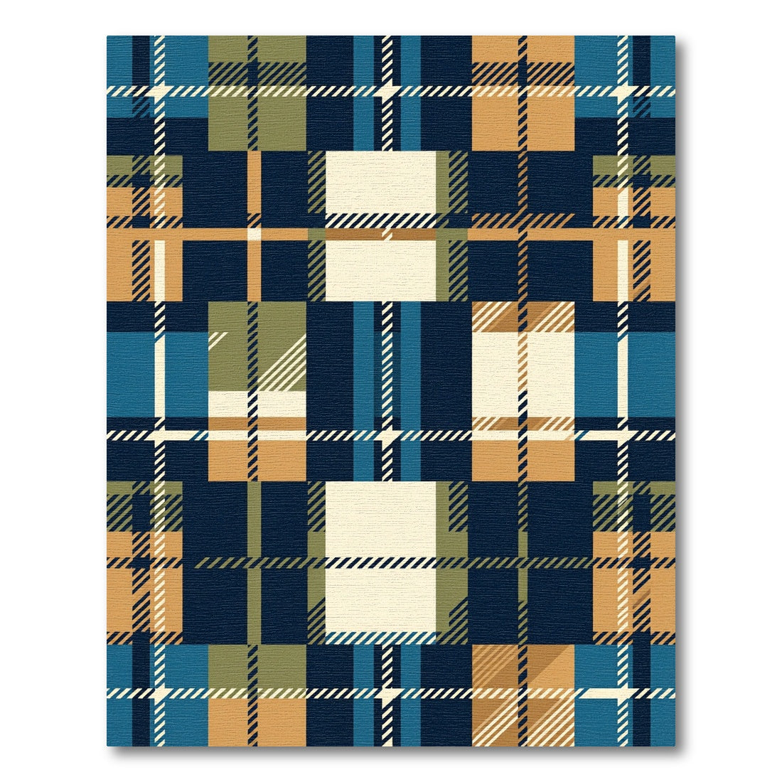 Classic Navy Tartan Plaid Check Rug