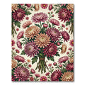 Elegant Blush and Burgundy Chrysanthemum Floral Rug