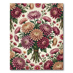 Elegant Blush and Burgundy Chrysanthemum Floral Rug