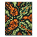 Earthy Orange Green Organic Flow Rug