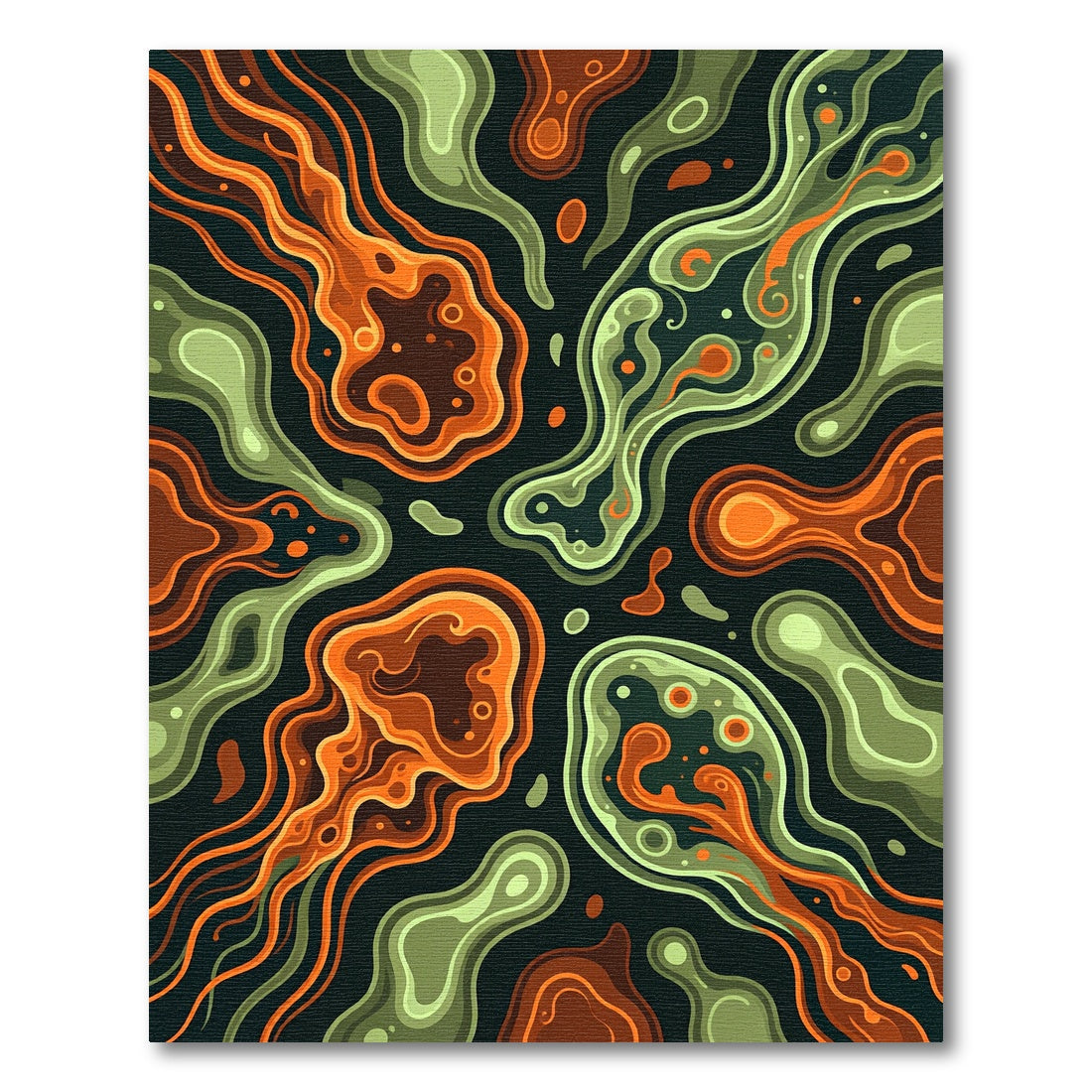 Earthy Orange Green Organic Flow Rug