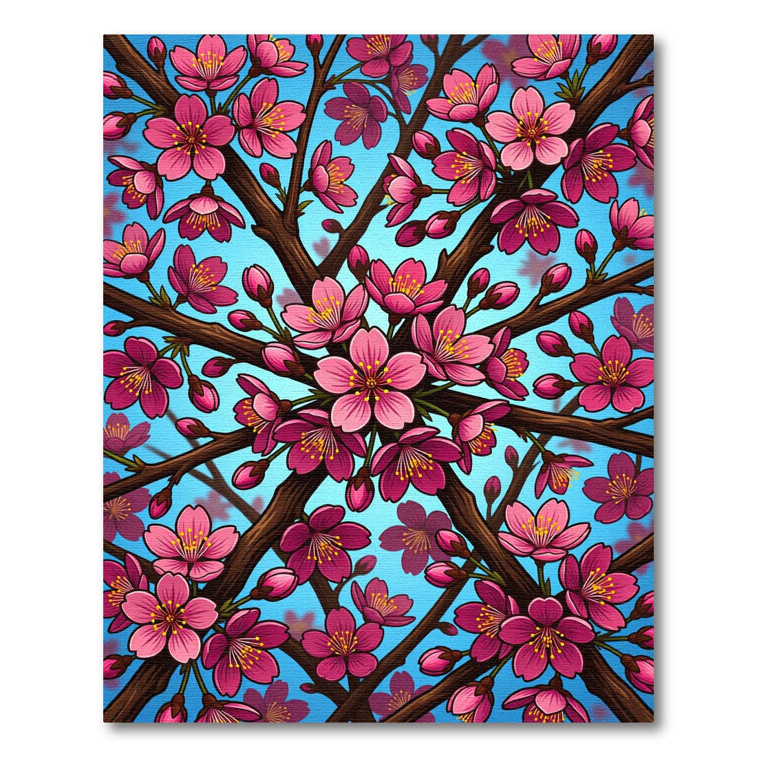 Vibrant Pink Cherry Blossom Branches Rug