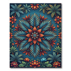 Vibrant Tropical Floral Medallion Art Rug