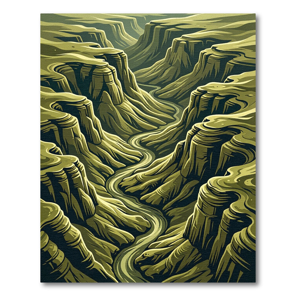 Earthy Canyon River Landscape Rug