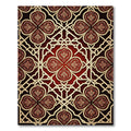 Crimson Gold Quatrefoil Geometric Rug