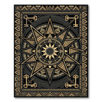 Golden Celestial Geometric Star Key Rug