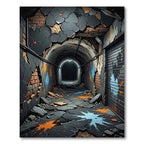 Gritty Tunnel Orange Blue Splatter Rug