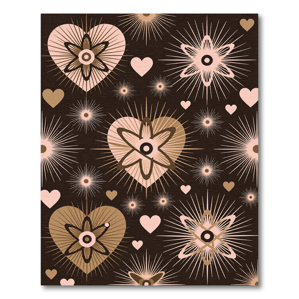 Retro Pink Atomic Hearts Starburst Rug