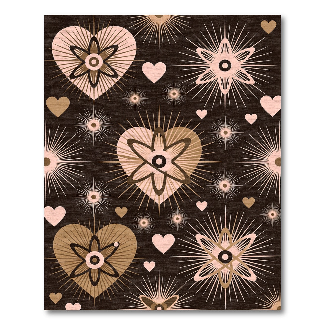 Retro Pink Atomic Hearts Starburst Rug