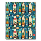 Tropical Teal Surfboard Pineapple Ocean Art Rug