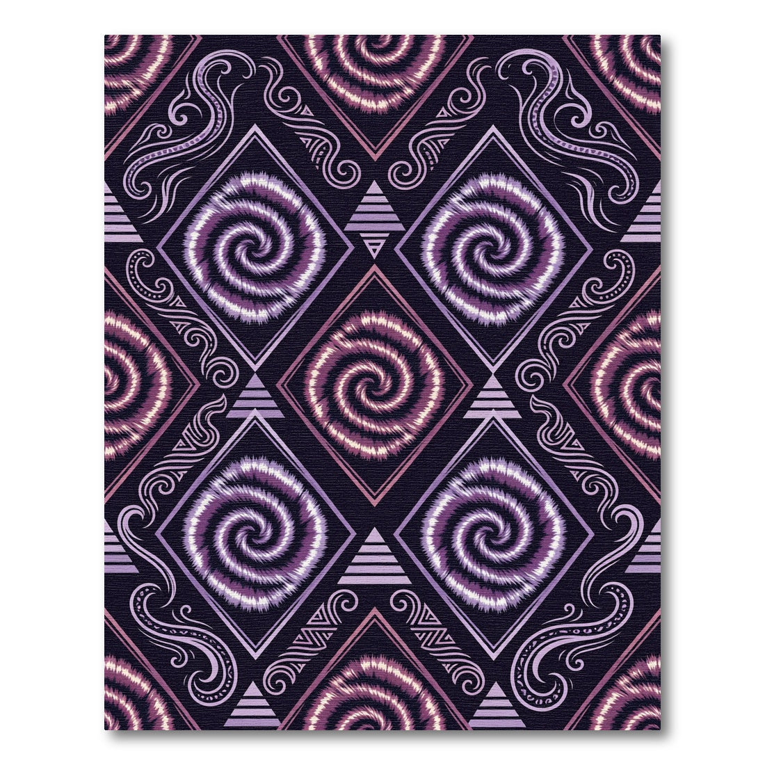 Purple Swirl Tie Dye Diamond Rug